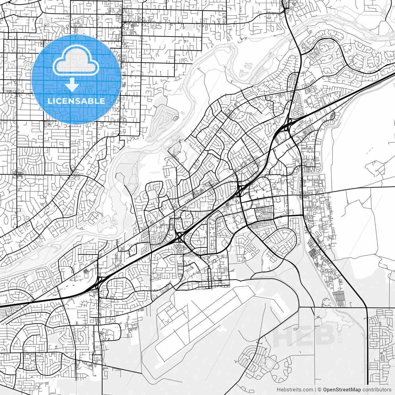 Vector PDF map of Rancho Cordova, California, United States
