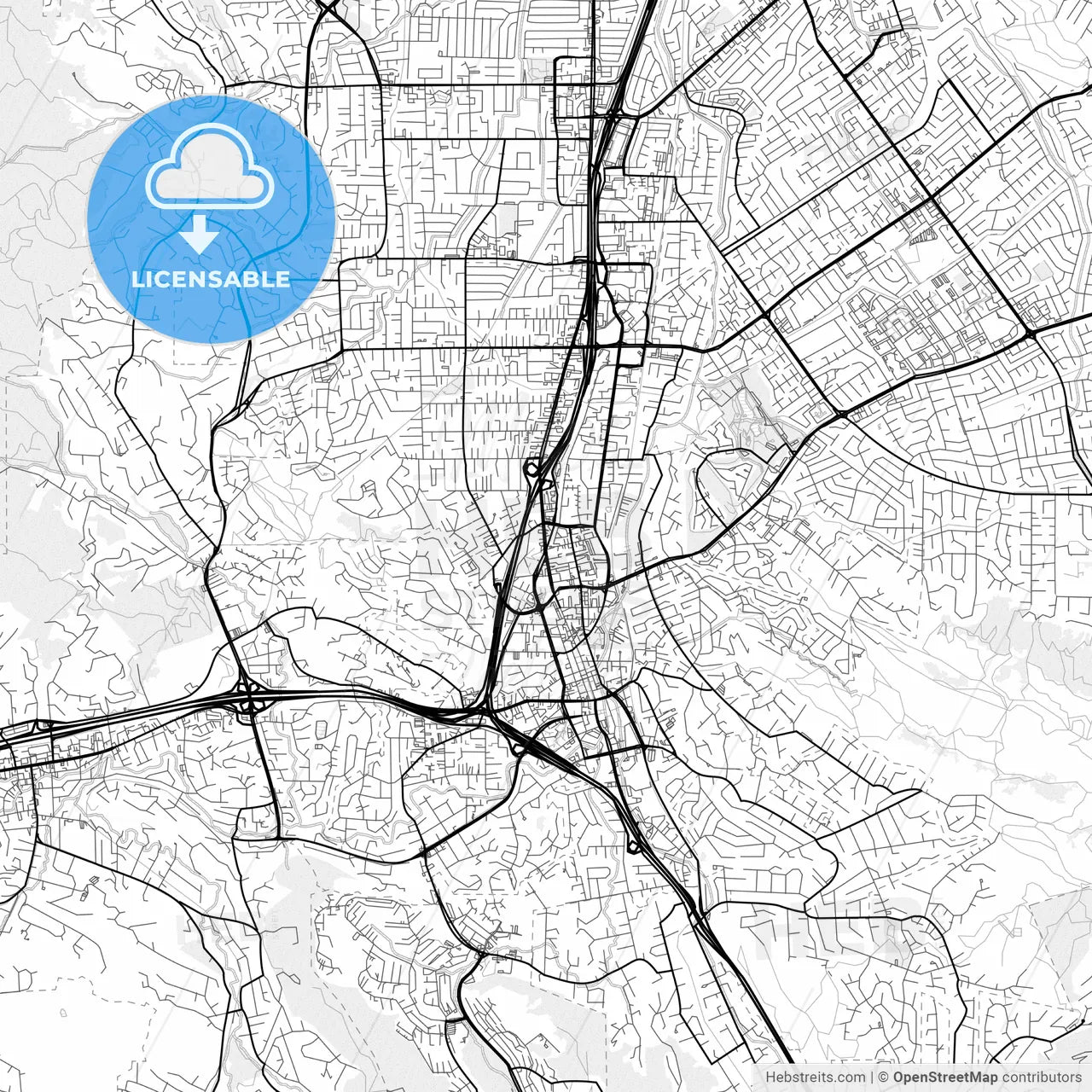 Vector PDF map of Walnut Creek, California, United States