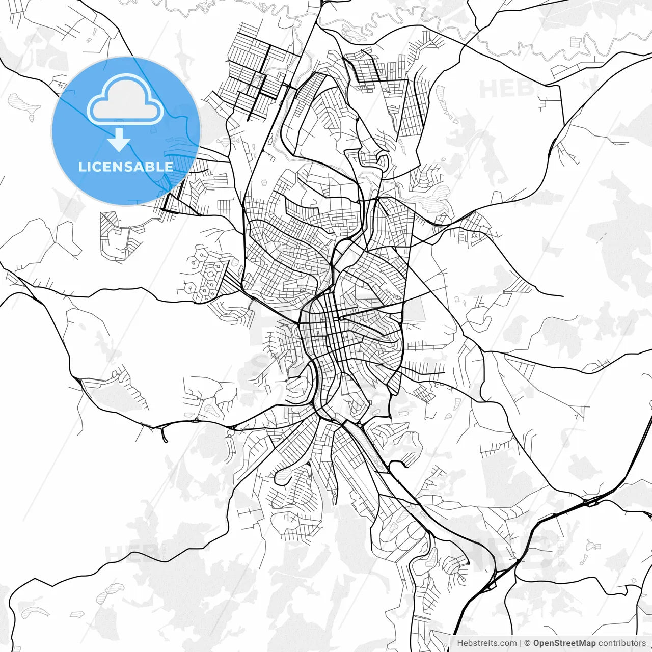 Vector PDF map of Braganca Paulista, Brazil