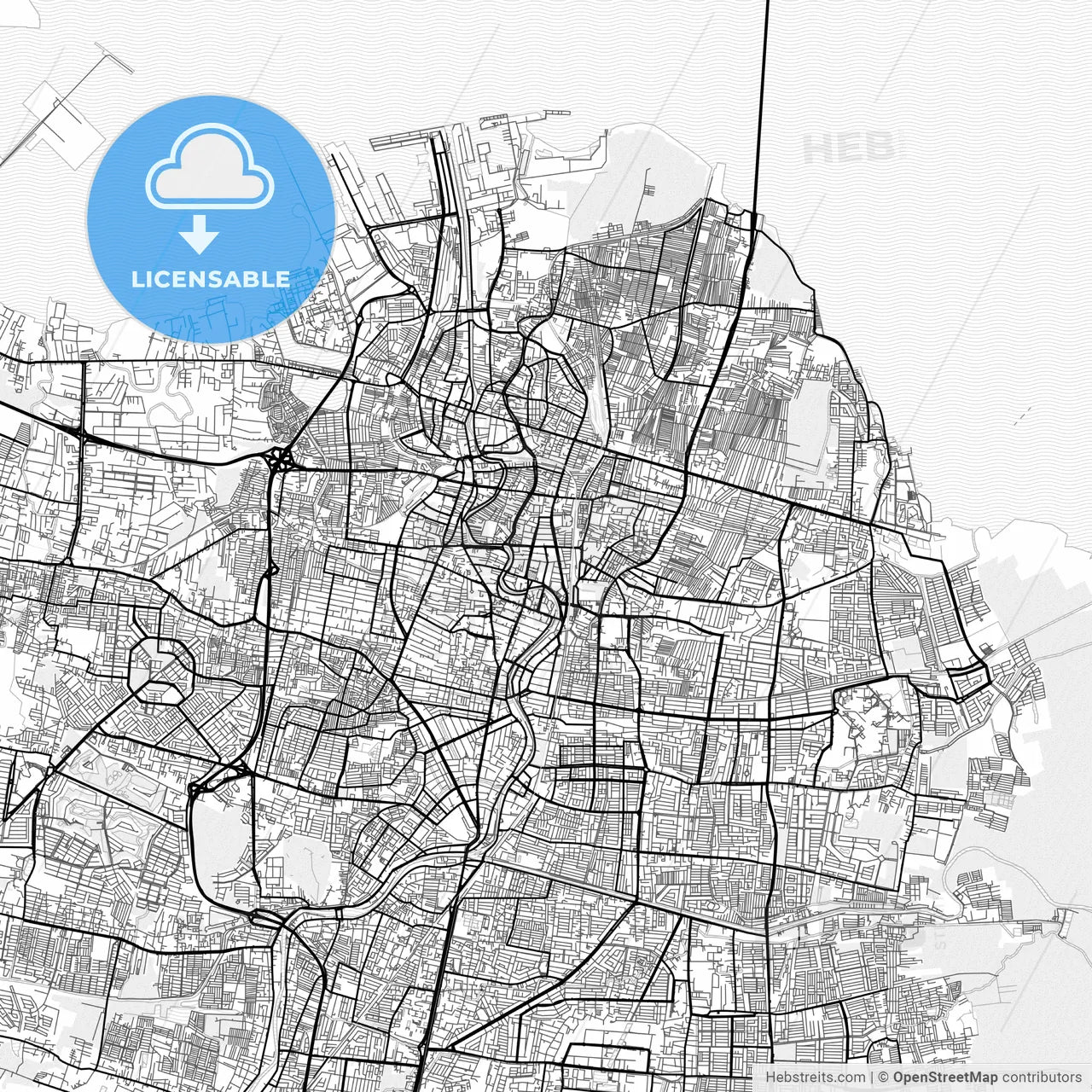 Vector PDF map of Surabaya, Indonesia