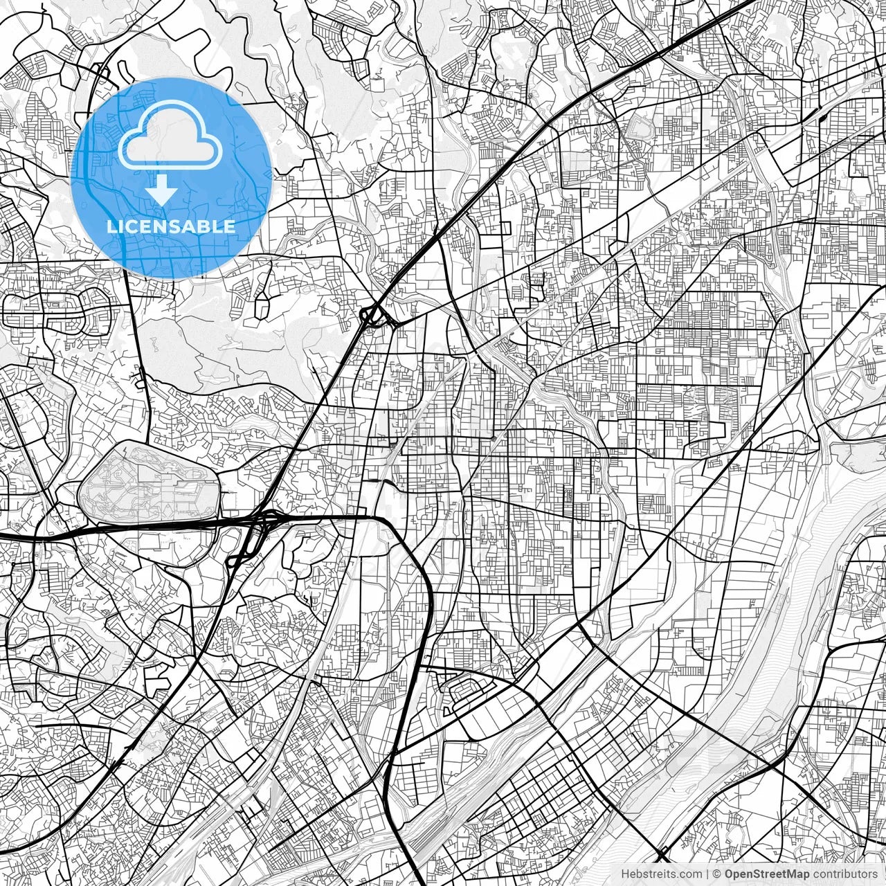 Vector PDF map of Ibaraki, Japan