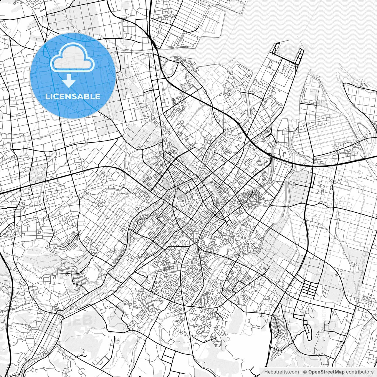 Vector PDF map of Matsusaka, Japan