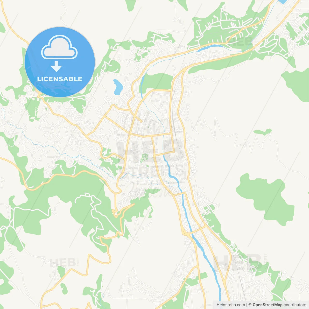 Mostar, Bosnia and Herzegovina Vector Map - Classic Colors