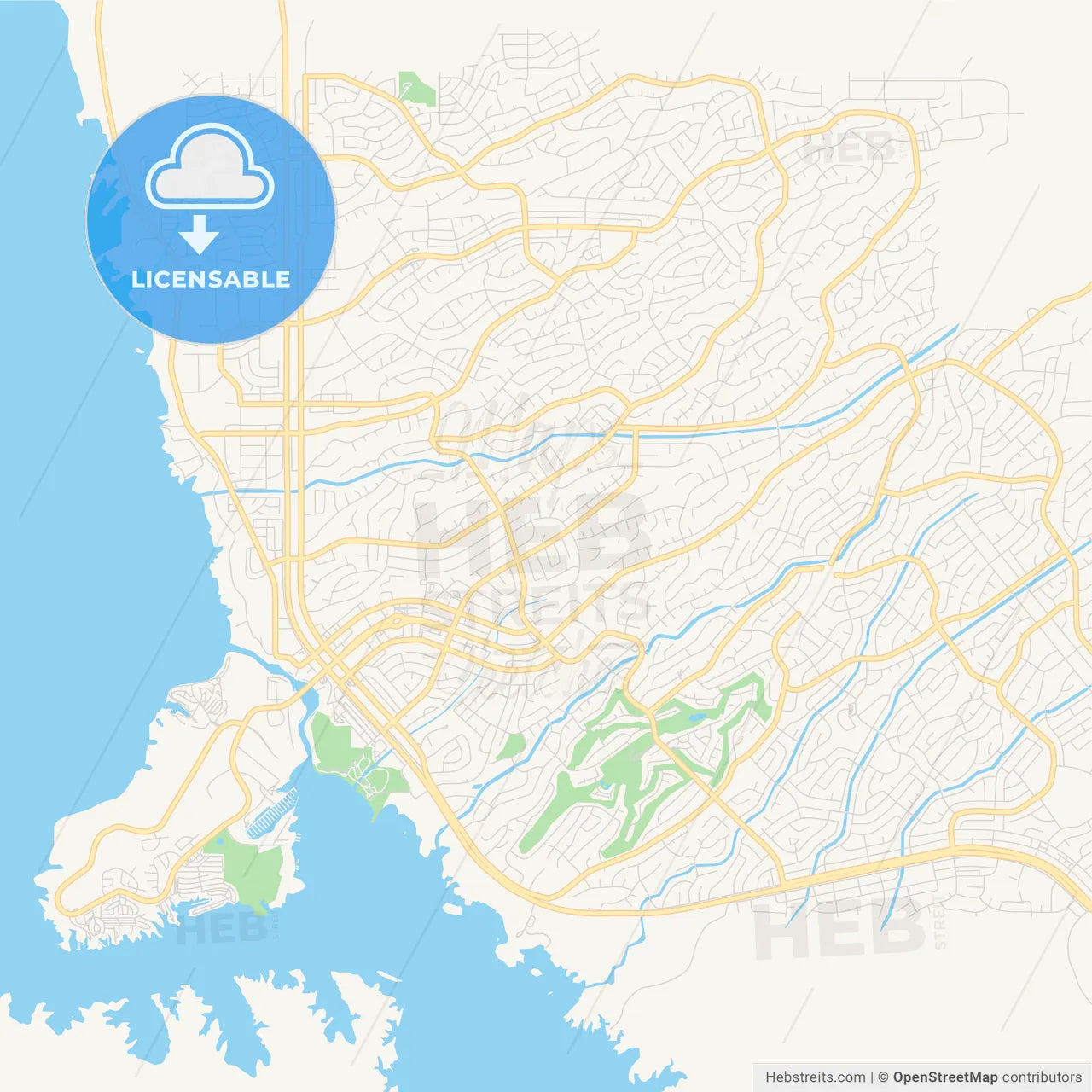 Empty vector map of Lake Havasu City, Arizona, United States of America