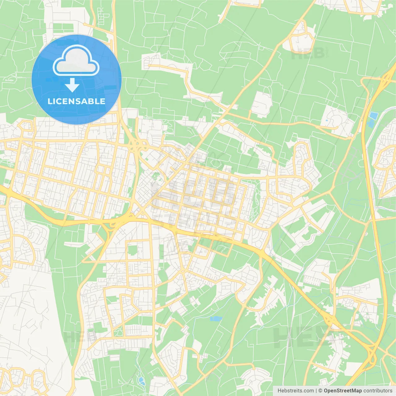 Printable street map of Kfar Saba, Israel