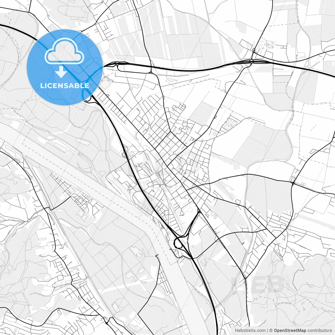 Vector PDF map of Korneuburg, Austria