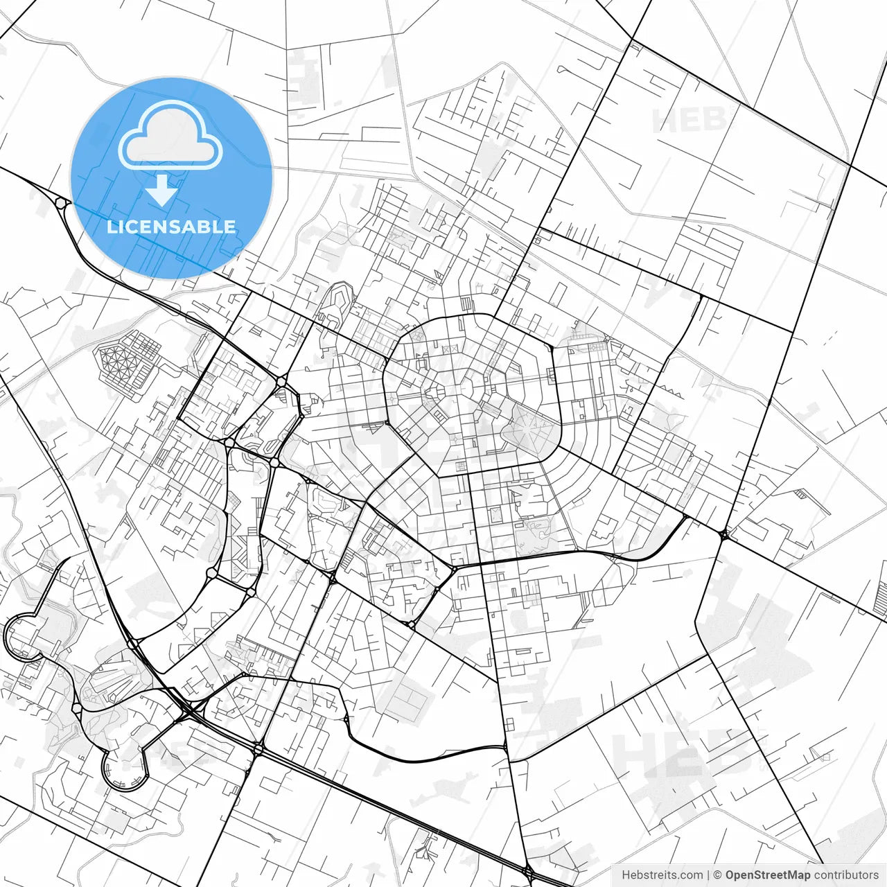 Vector PDF map of Latina, Italy