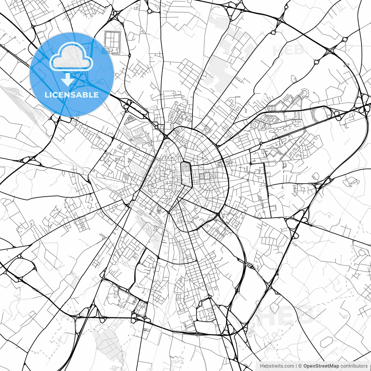 Vector PDF map of Lecce, Italy