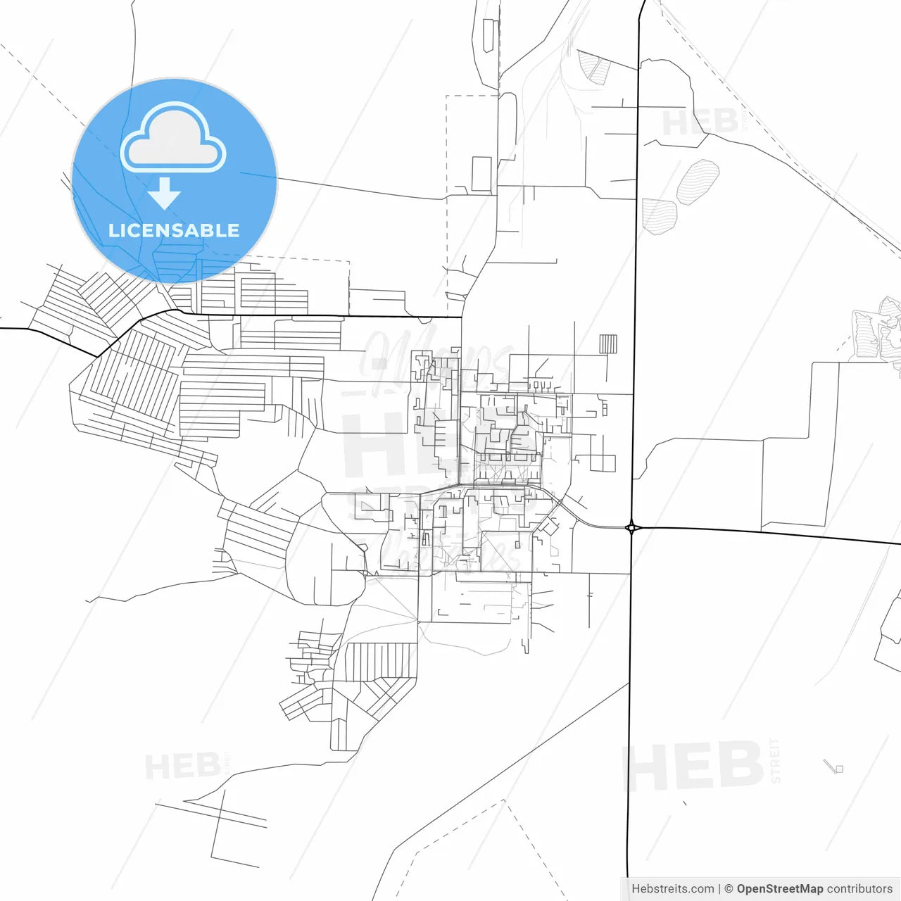 Vector PDF map of Krasnokamensk, Russia