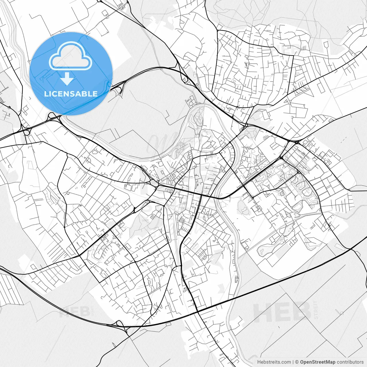 Vector PDF map of Nitra, Slovakia