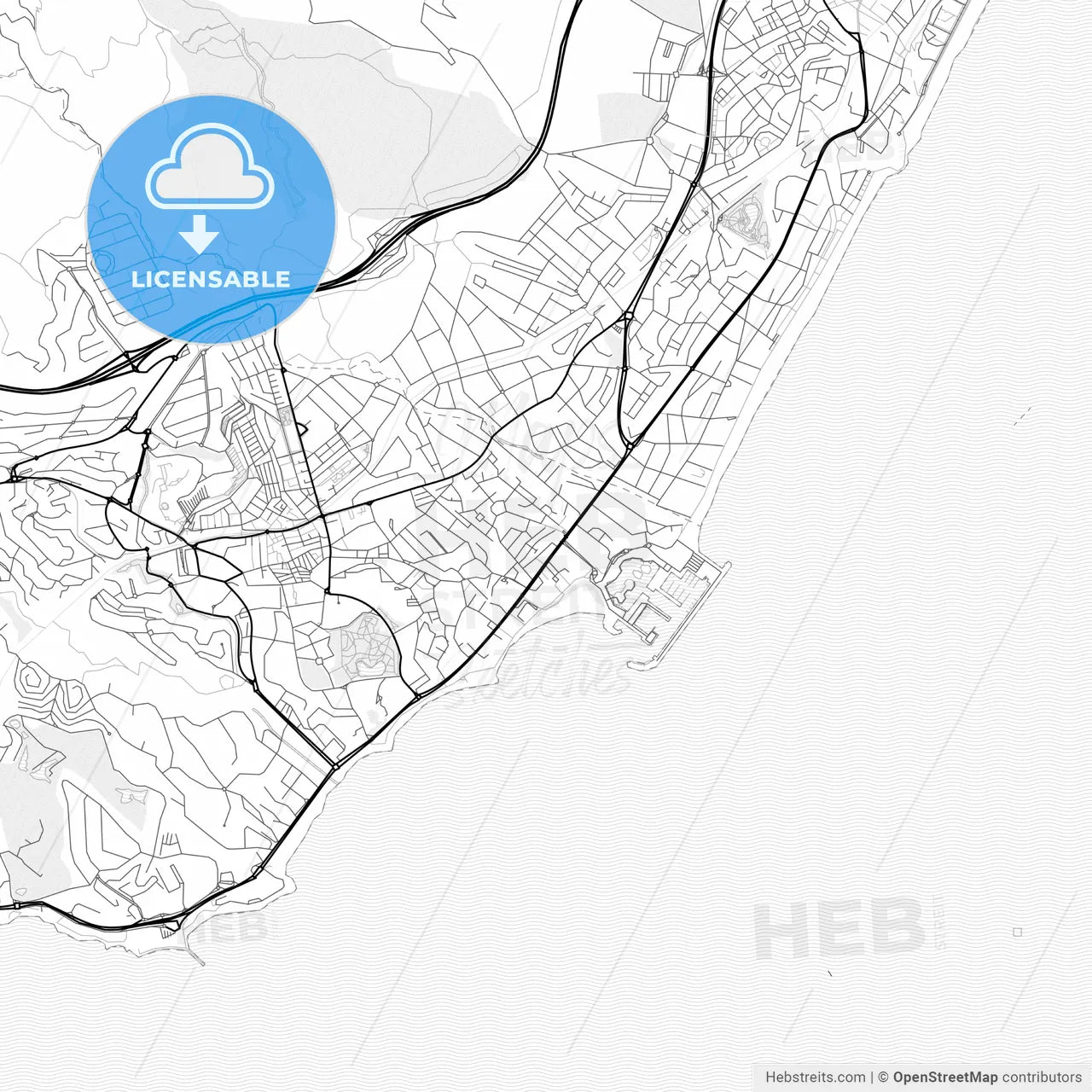Vector PDF map of Benalmádena, Spain