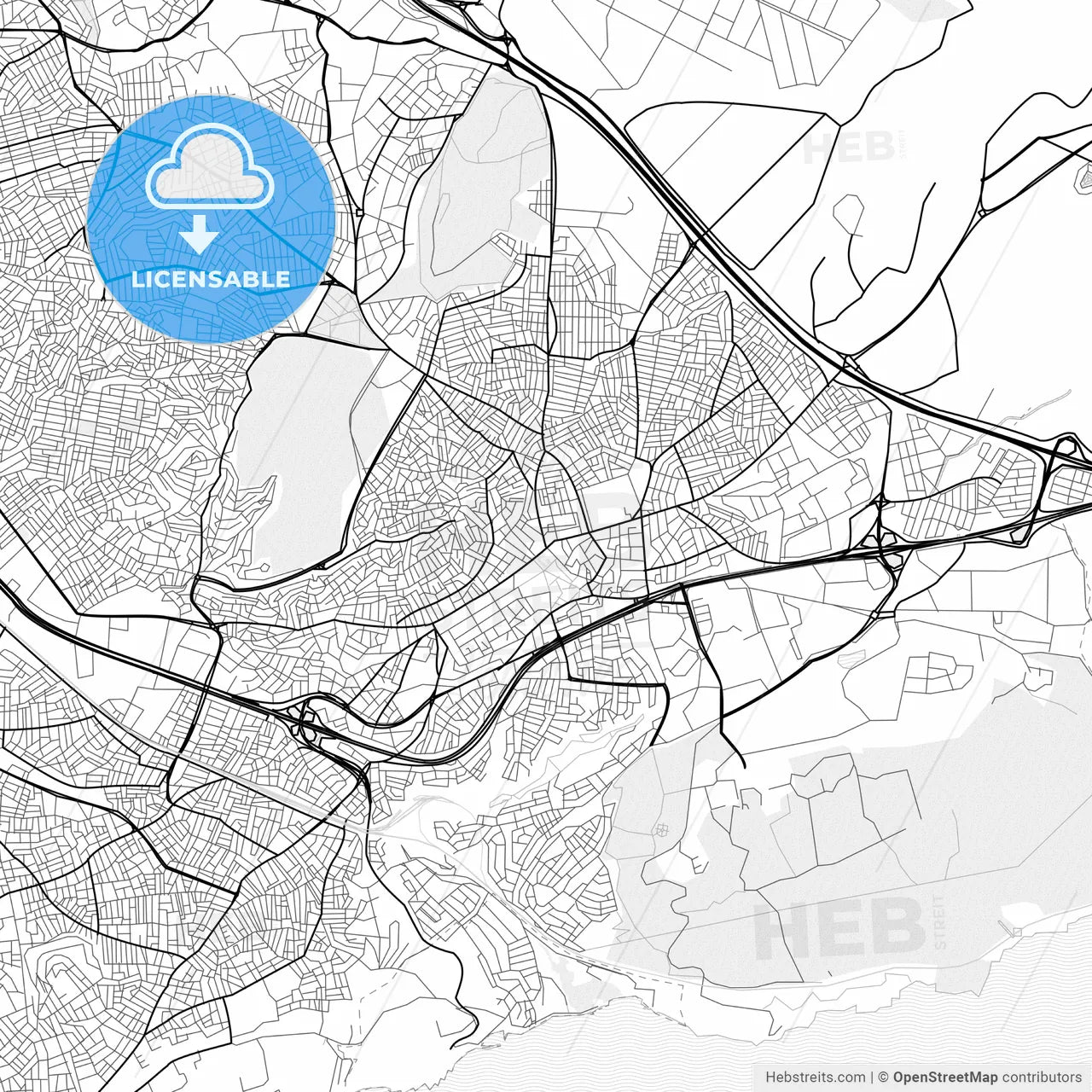 Vector PDF map of Gebze, Turkey