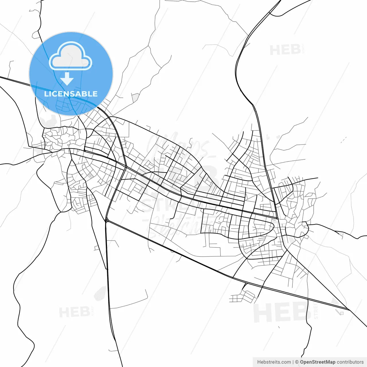 Vector PDF map of Midyat, Turkey