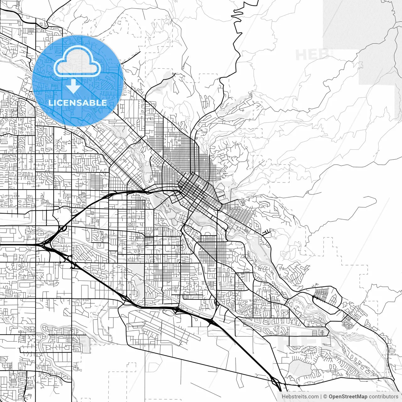 Vector PDF map of Boise, Idaho, United States