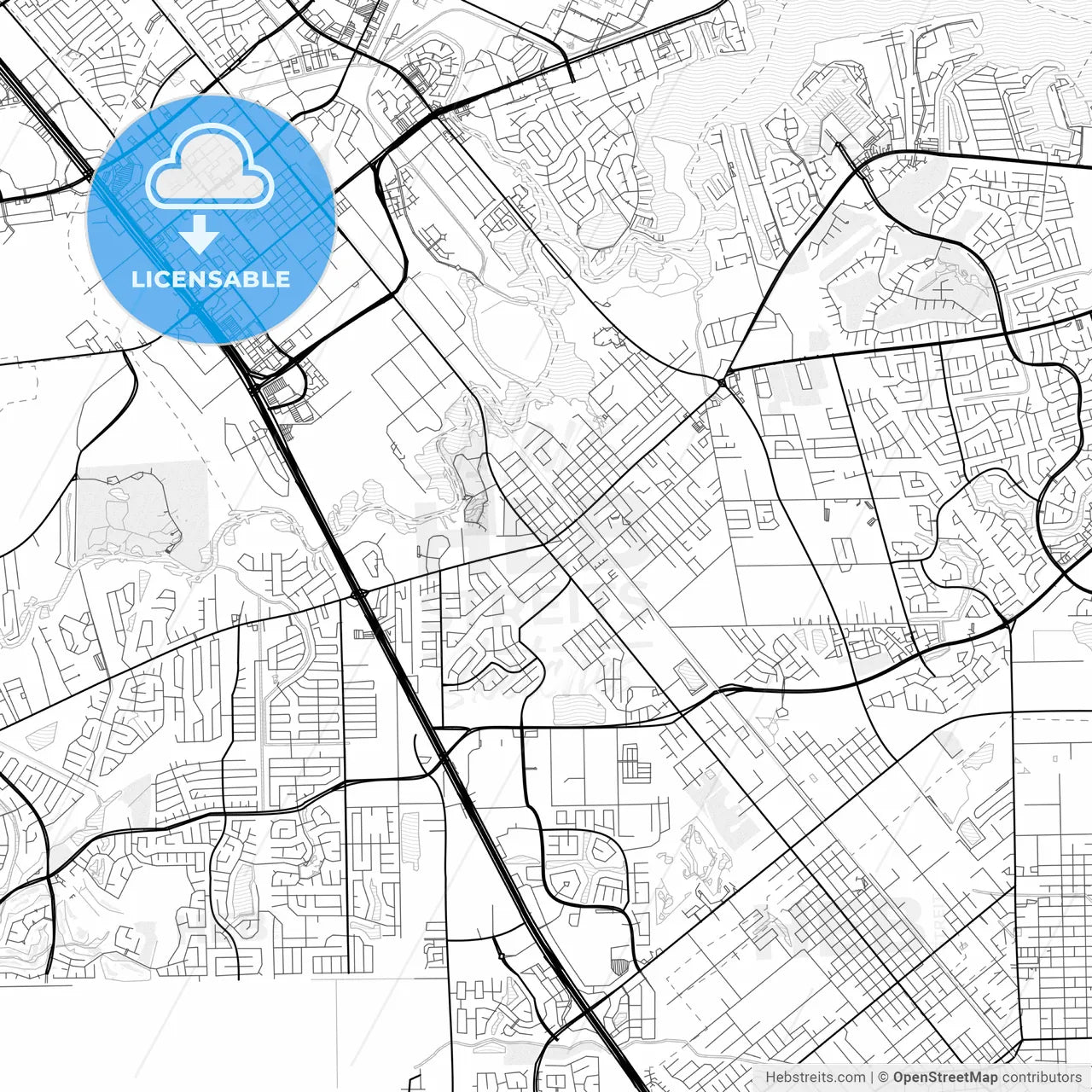 Vector PDF map of League City, Texas, United States
