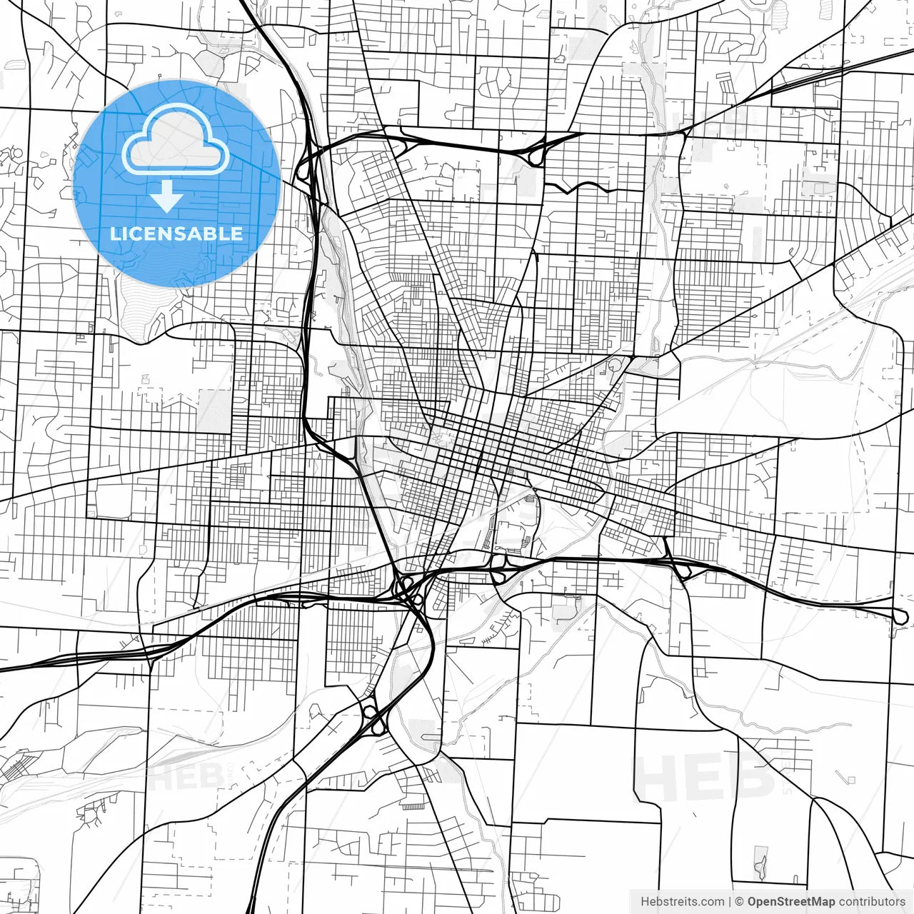 Vector PDF map of Canton, Ohio, United States