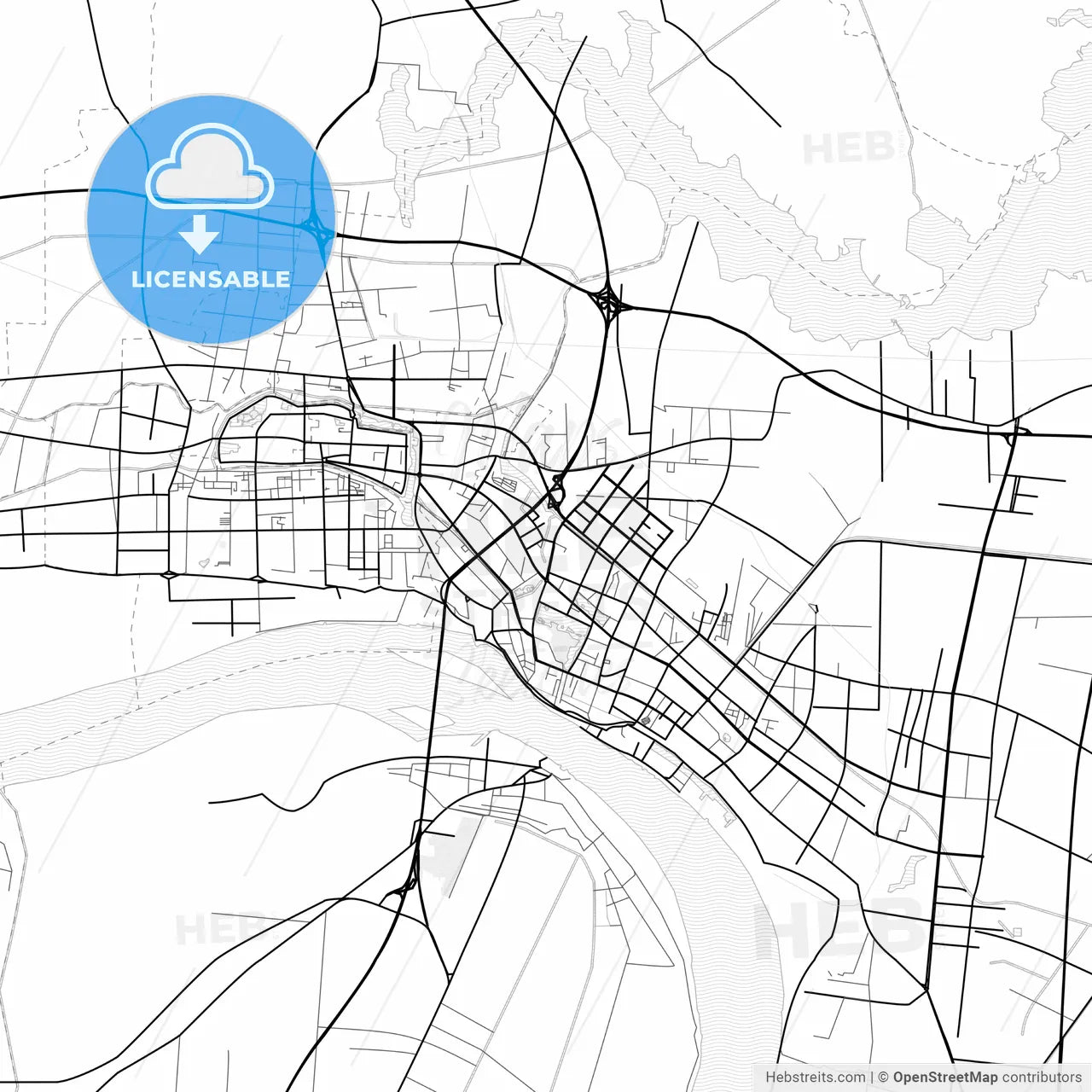 Vector PDF map of Jingzhou, China