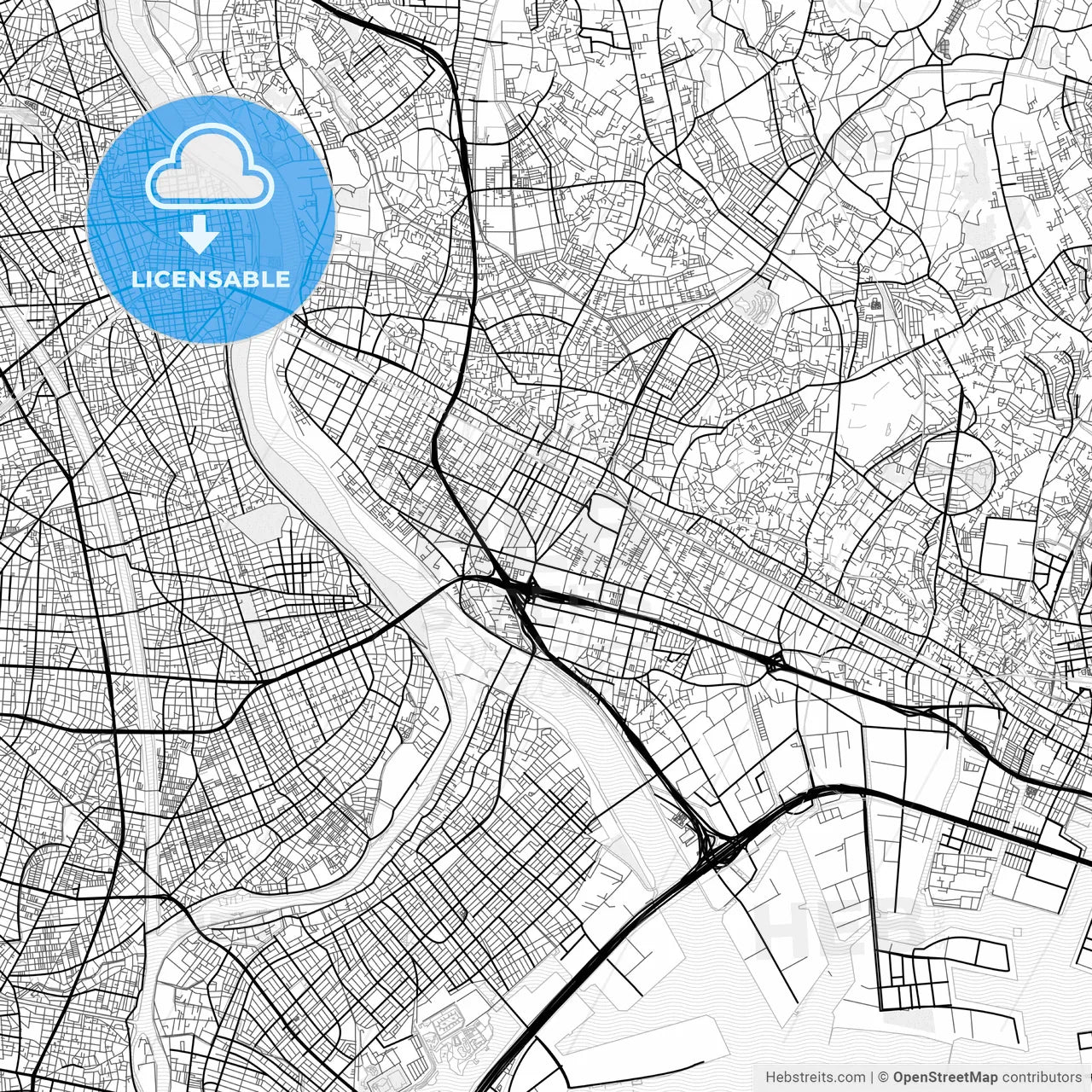 Vector PDF map of Ichikawa, Japan