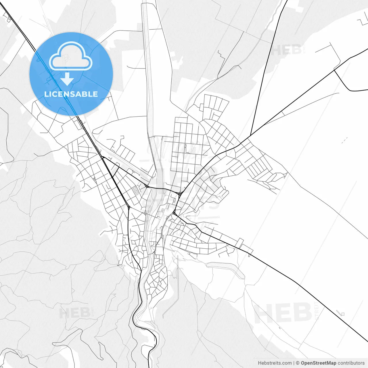 Vector PDF map of Asenovgrad, Bulgaria