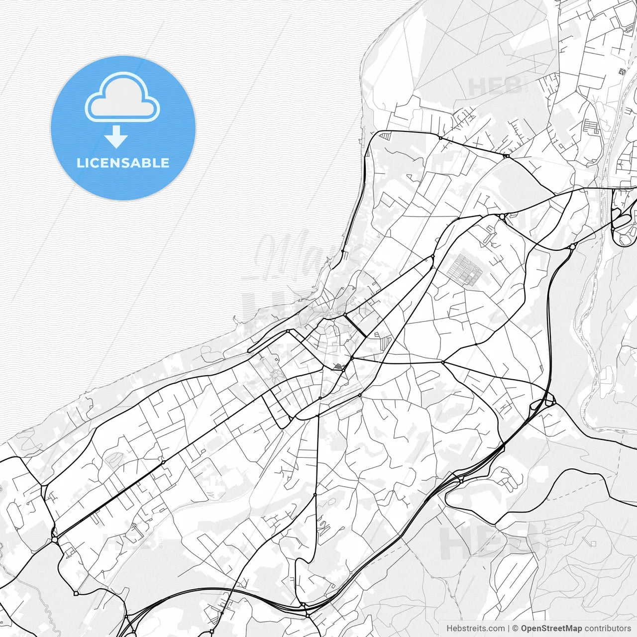 Vector PDF map of Thonon-les-Bains, France