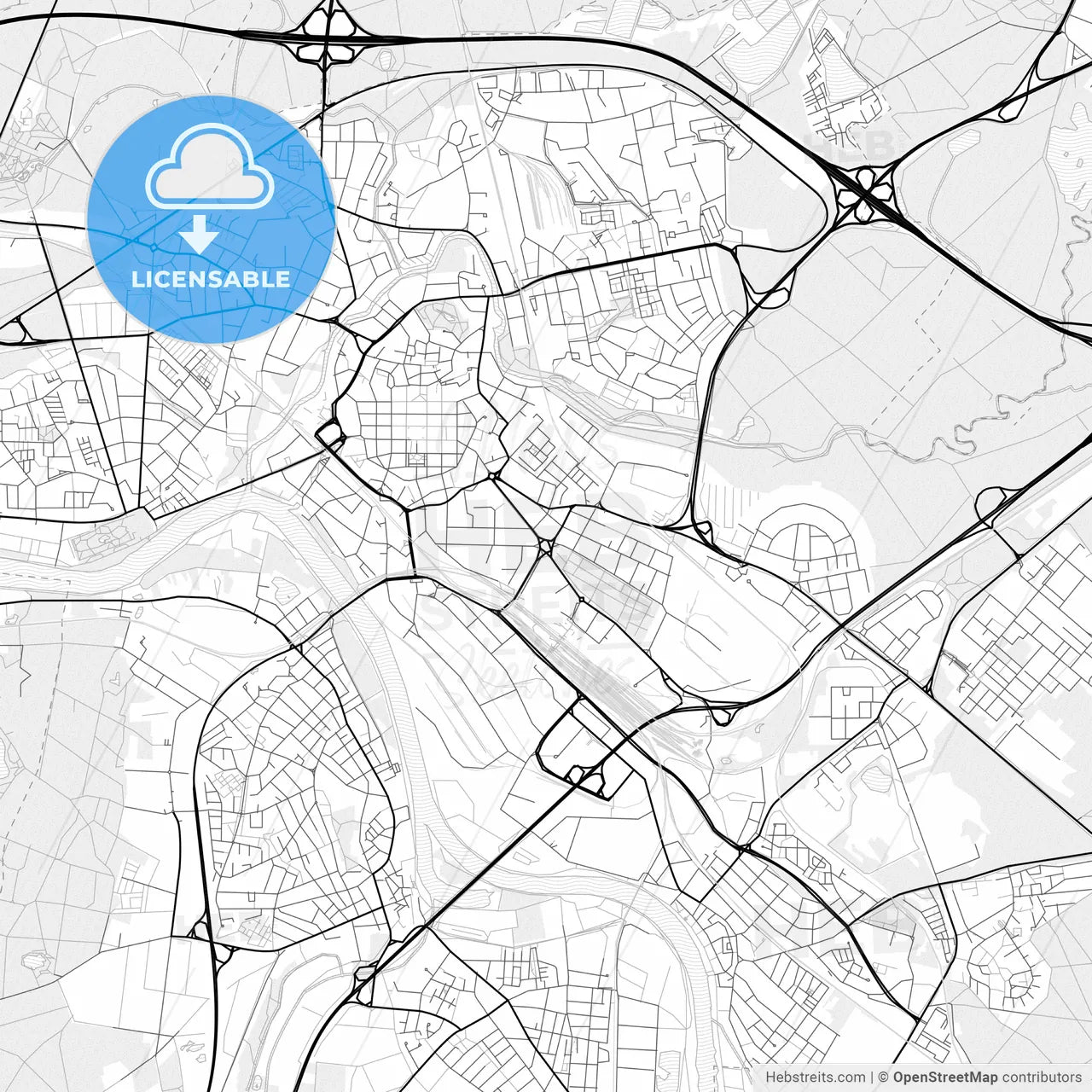 Vector PDF map of Hanau, Germany