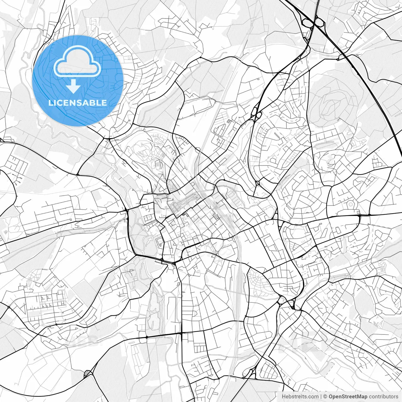 Vector PDF map of Fulda, Germany