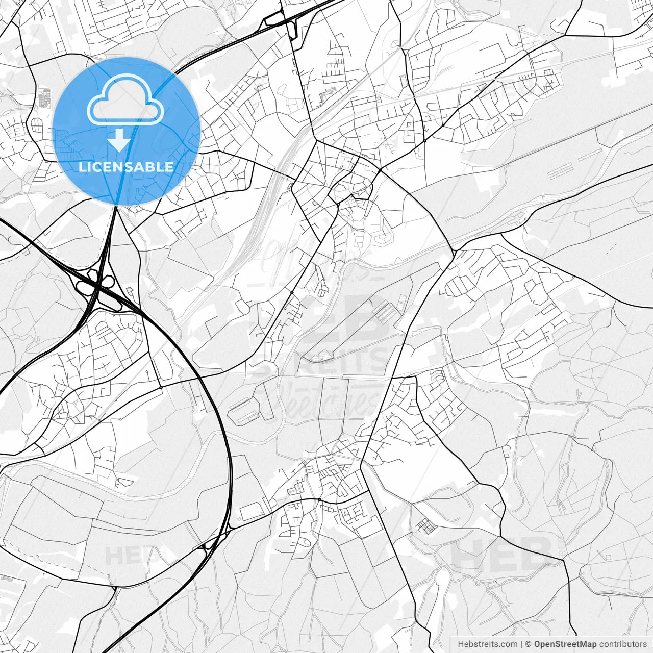 Vector PDF map of Wittenberg, Lutherstadt, Germany