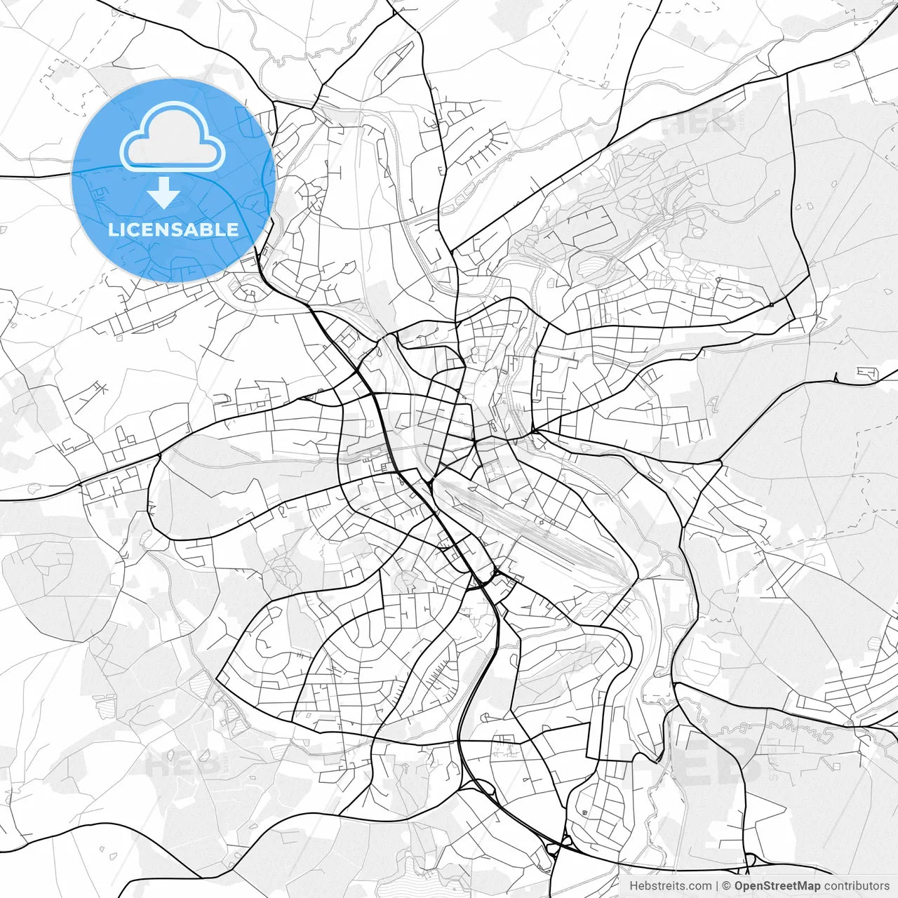 Vector PDF map of Hof, Germany