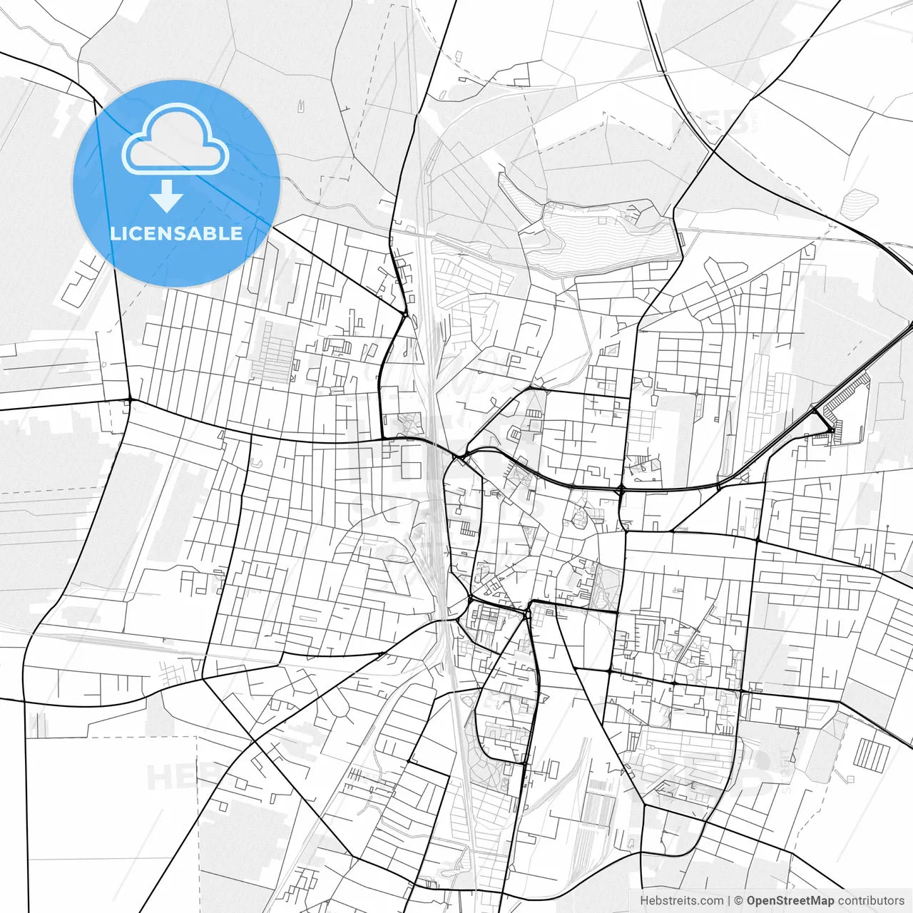 Vector PDF map of Ostrów Wielkopolski, Poland