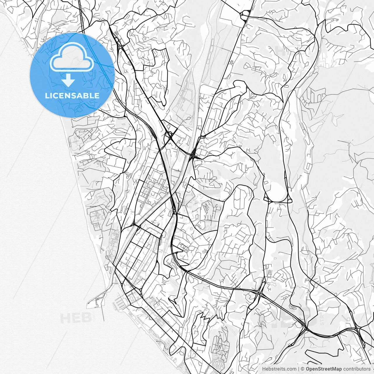 Vector PDF map of Sochi, Russia