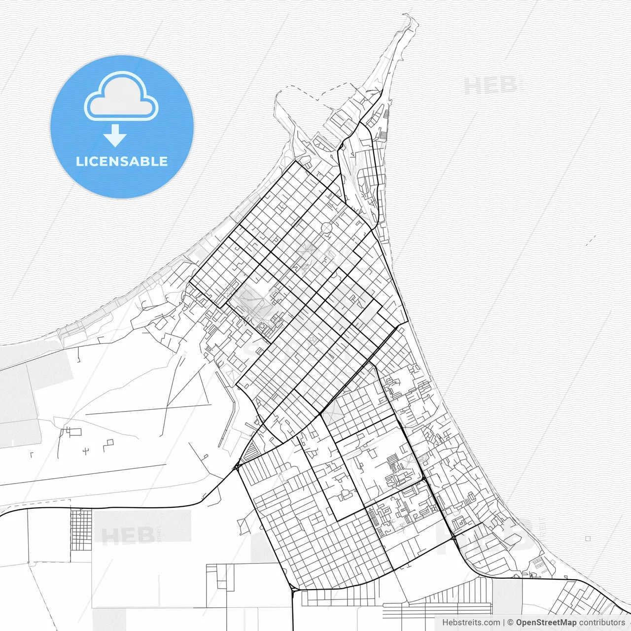Vector PDF map of Yeysk, Russia