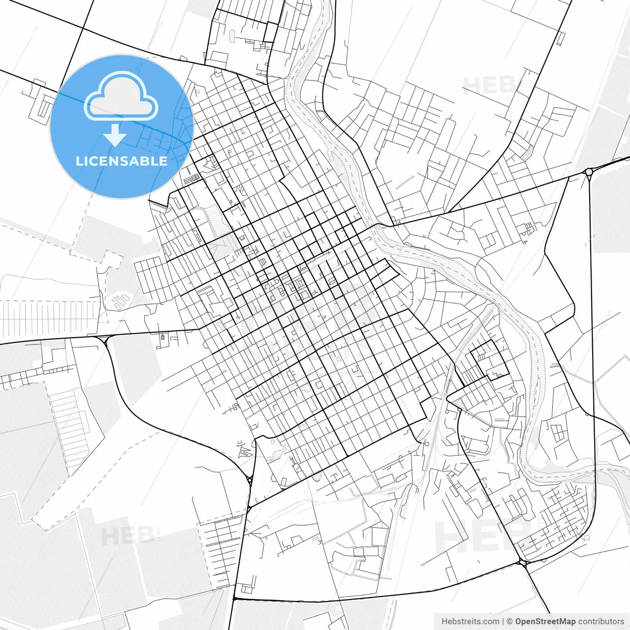 Vector PDF map of Slavyansk-na-Kubani, Russia