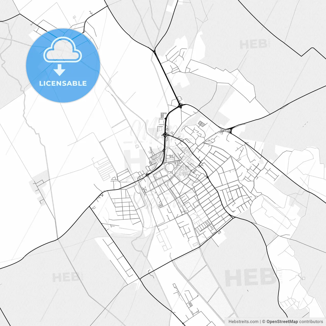 Vector PDF map of Levice, Slovakia