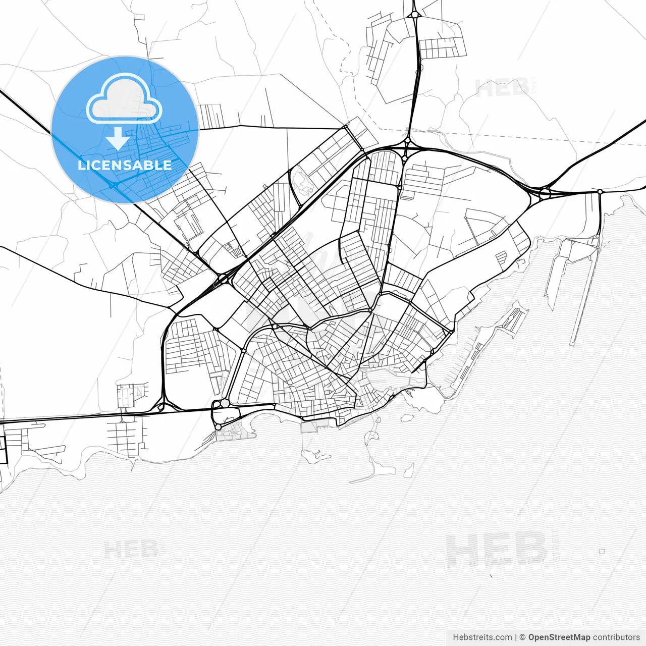 Vector PDF map of Arrecife, Spain