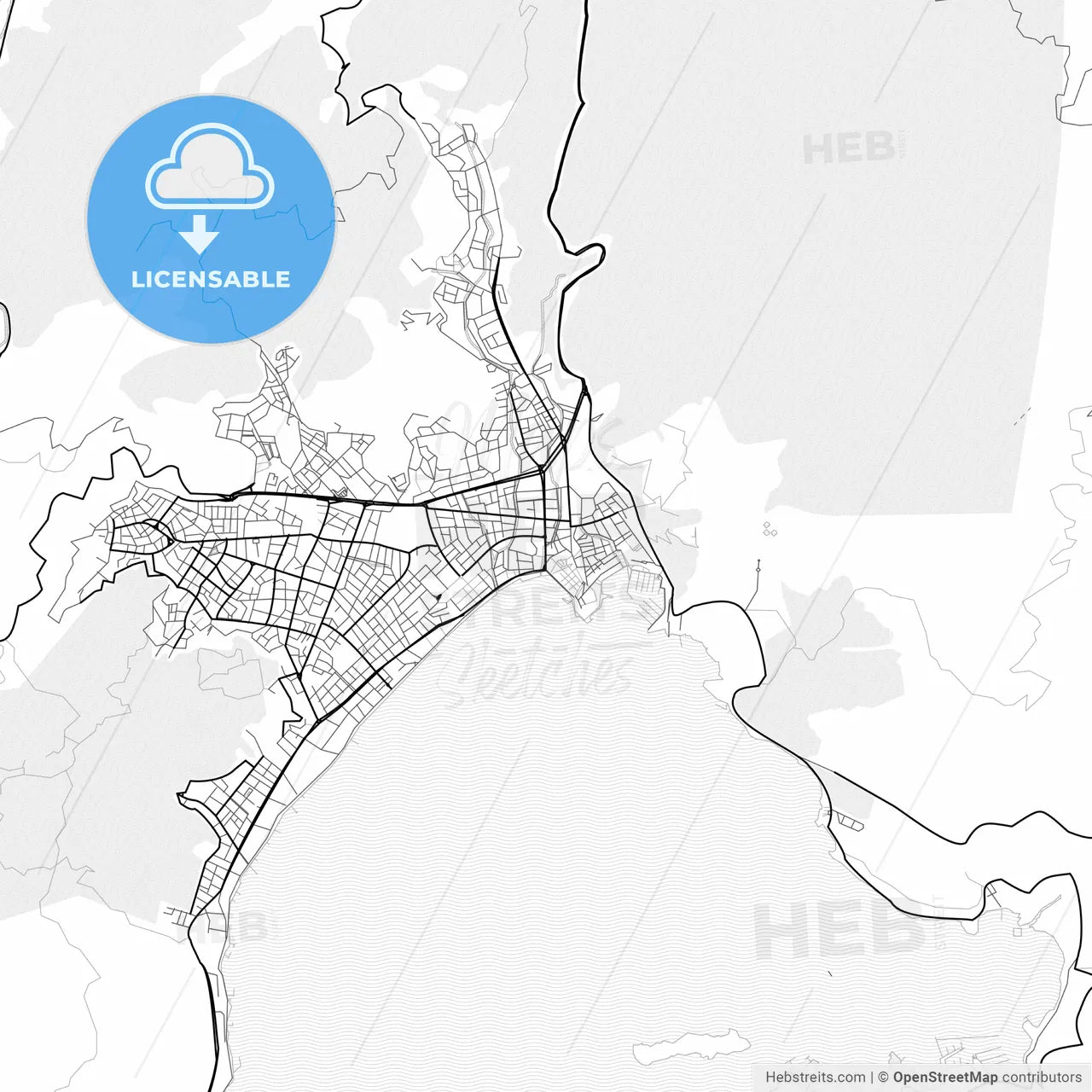 Vector PDF map of Marmaris, Turkey