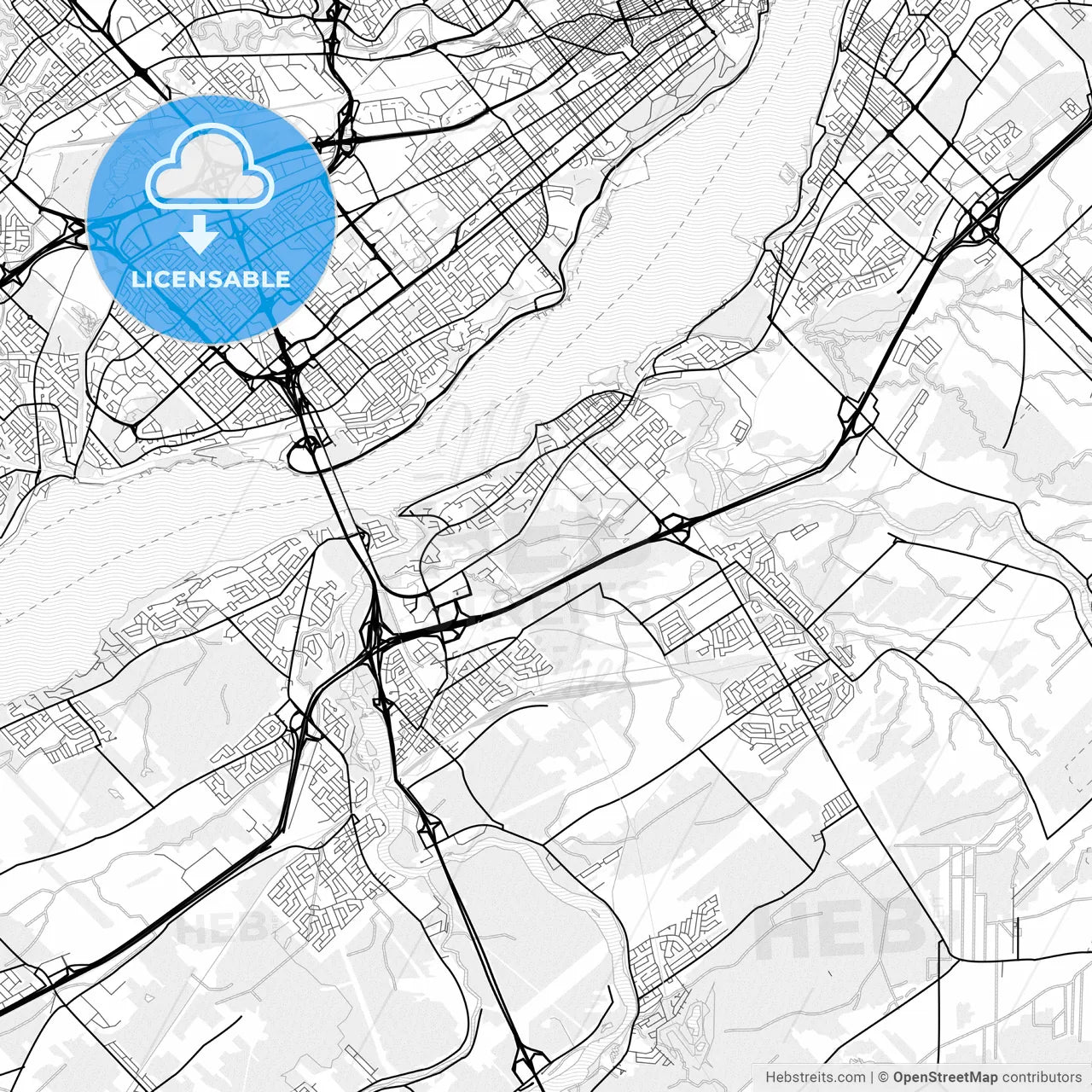 Vector PDF map of Lévis, Canada