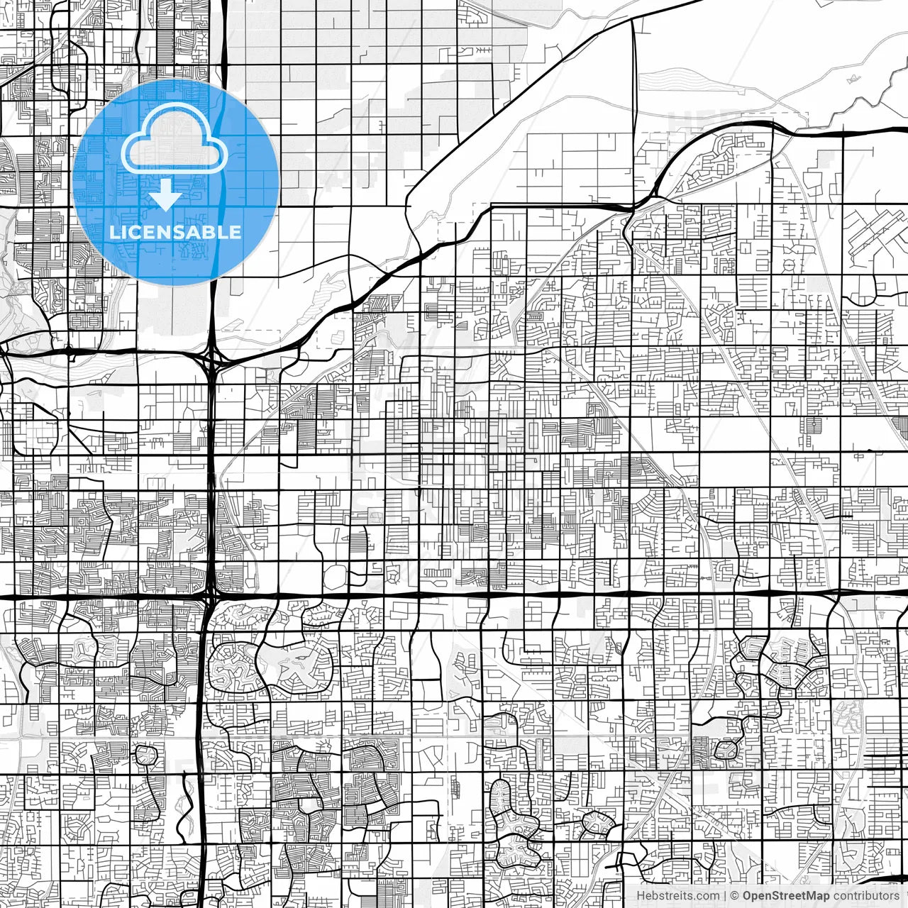 Vector PDF map of Mesa, Arizona, United States