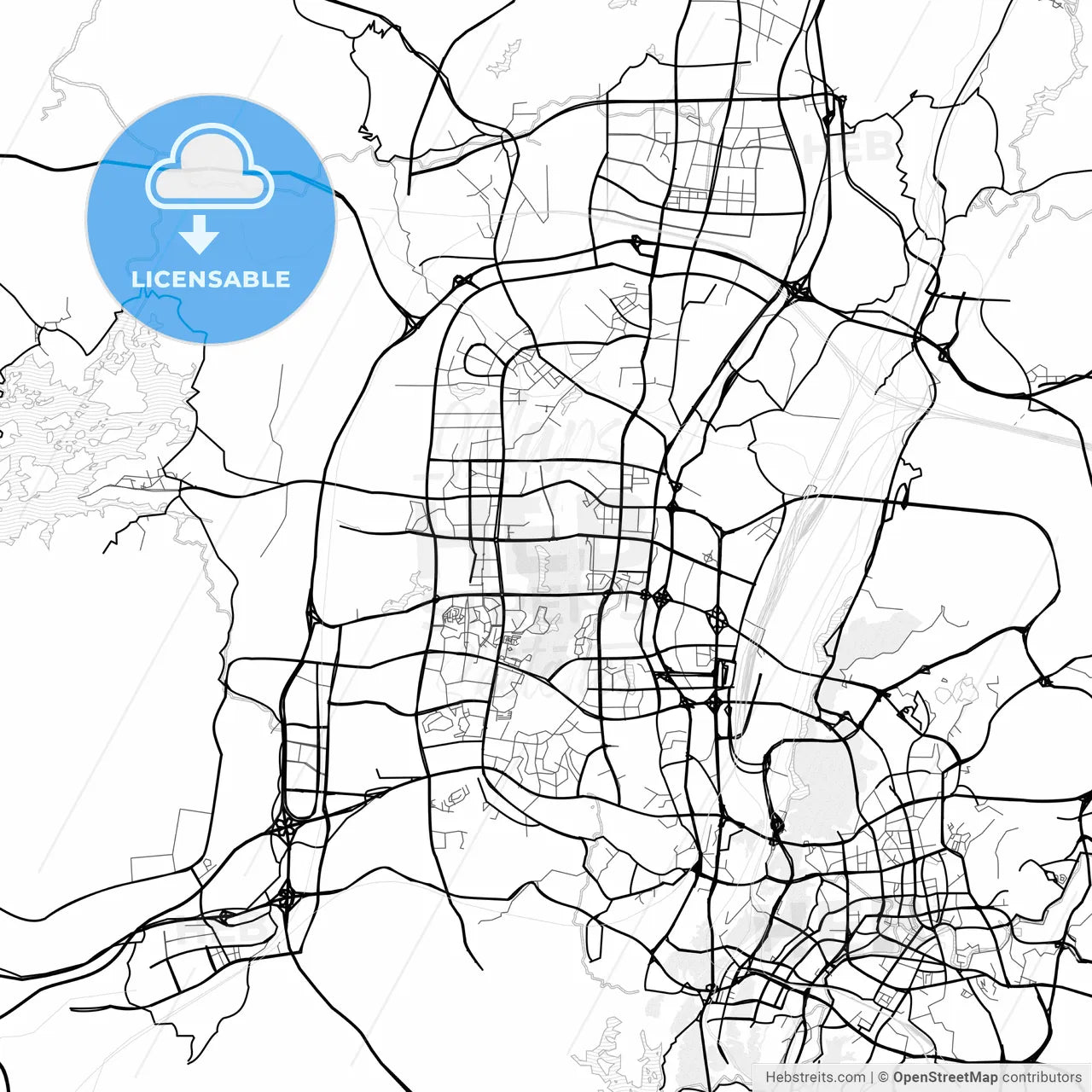 Vector PDF map of Guiyang, China