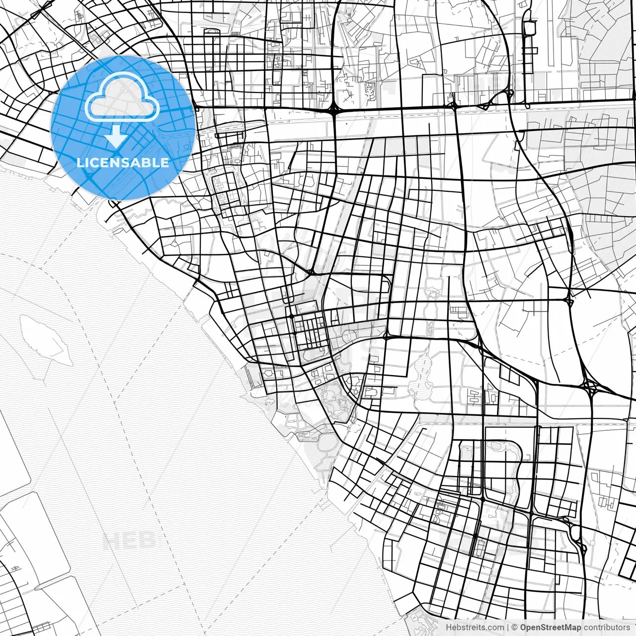 Vector PDF map of Nantong, China