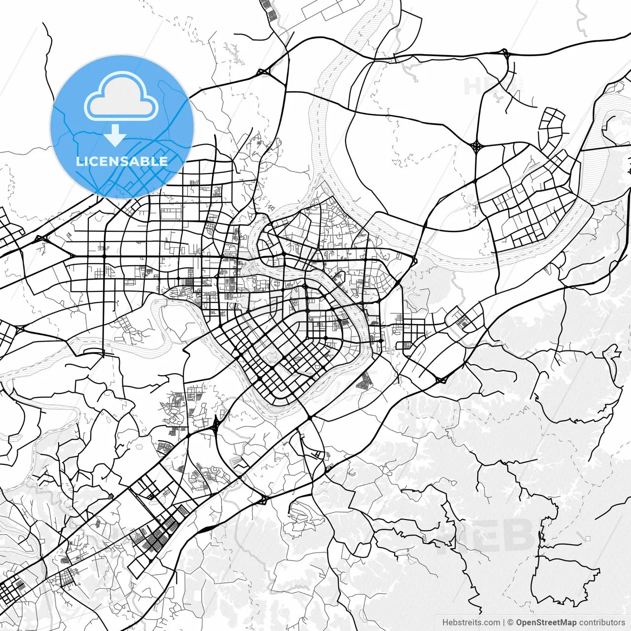 Vector PDF map of Ganzhou, China