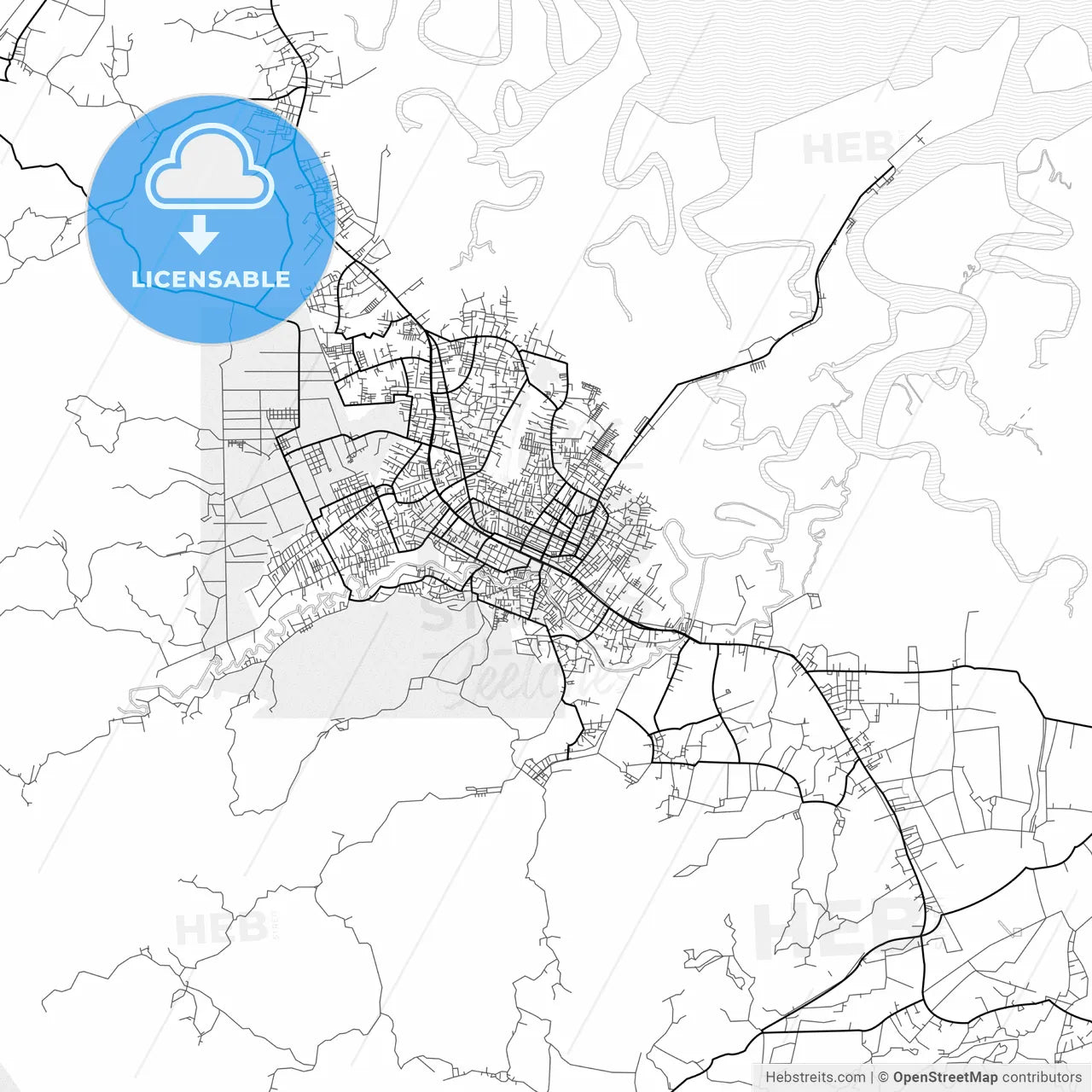Vector PDF map of Langsa, Indonesia