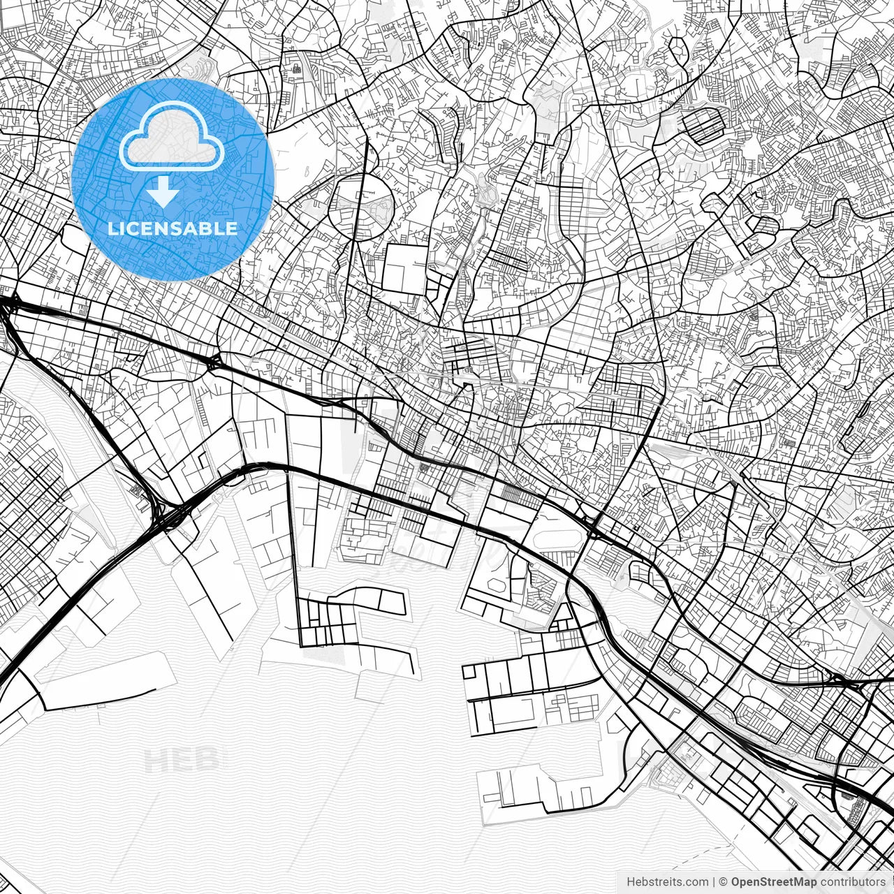Vector PDF map of Funabashi, Japan