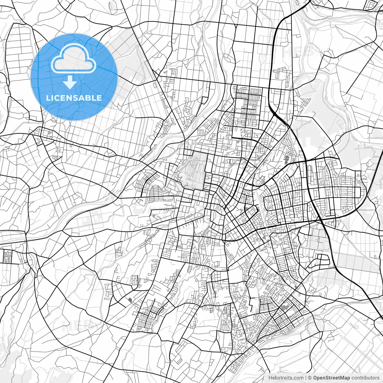 Vector PDF map of Hirosaki, Japan
