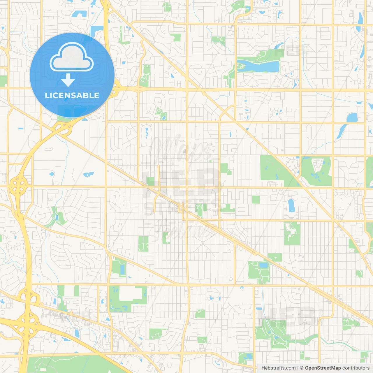 Empty vector map of Arlington Heights, Illinois, USA