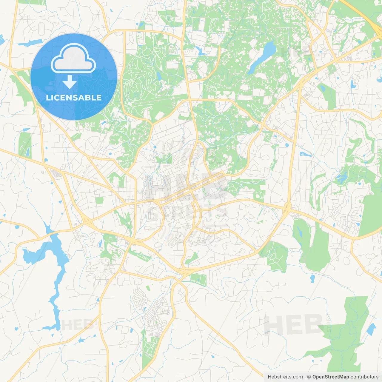 Empty vector map of Chapel Hill, North Carolina, USA