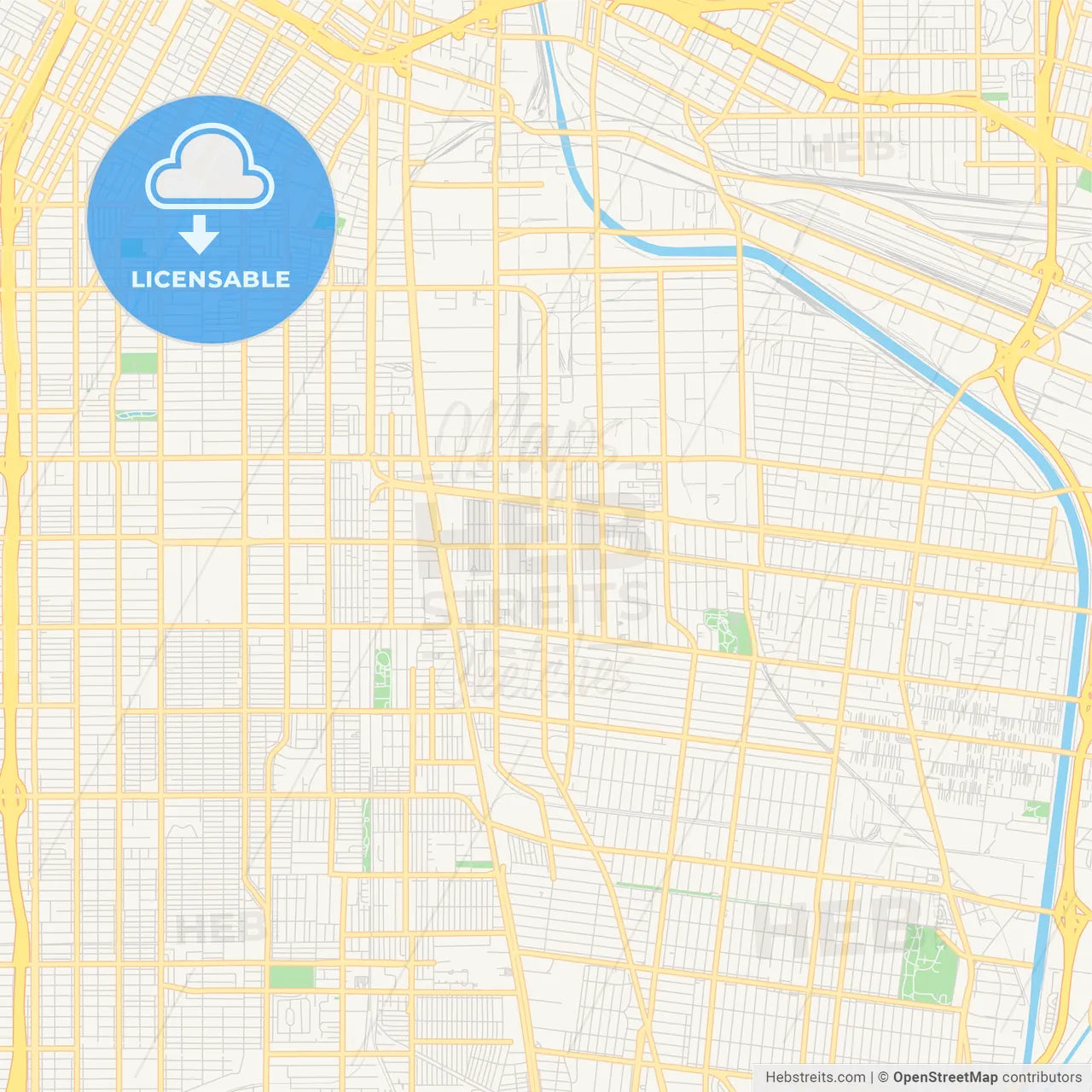 Empty vector map of Huntington Park, California, USA