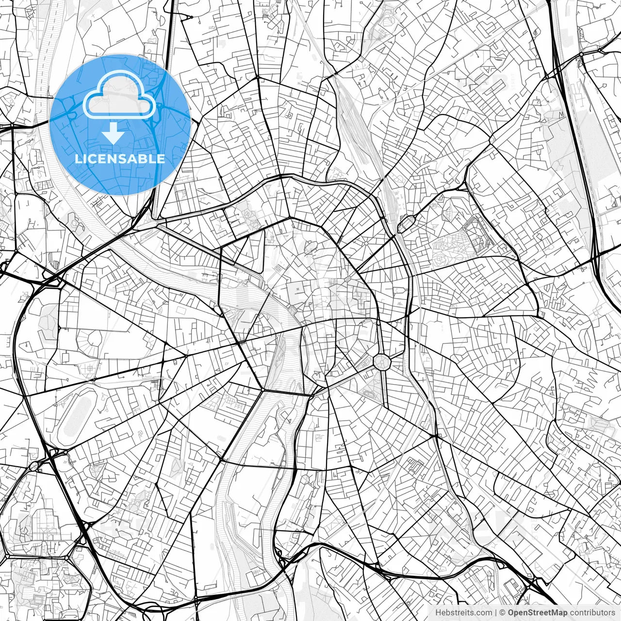 Vector PDF map of Toulouse, France