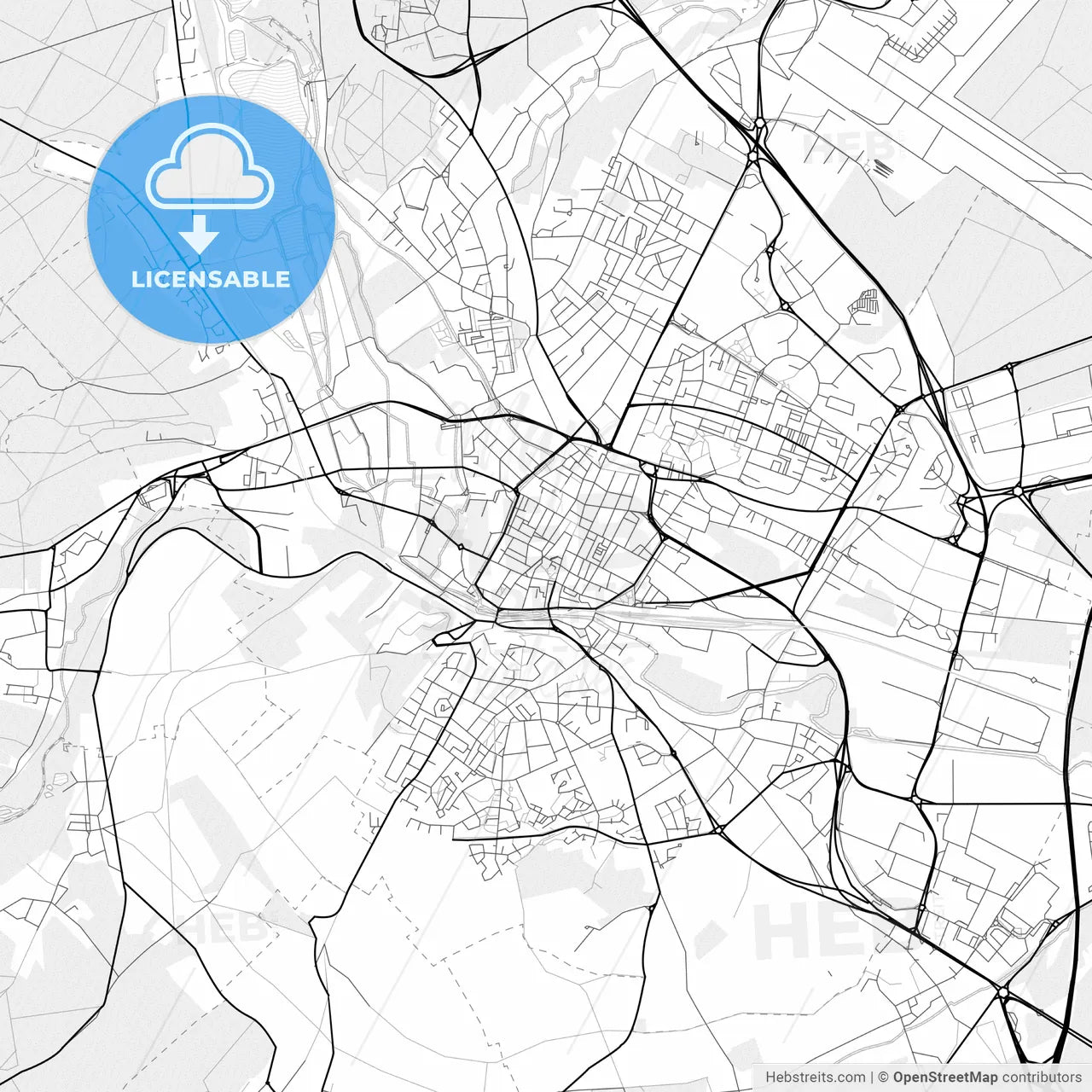 Vector PDF map of Beauvais, France