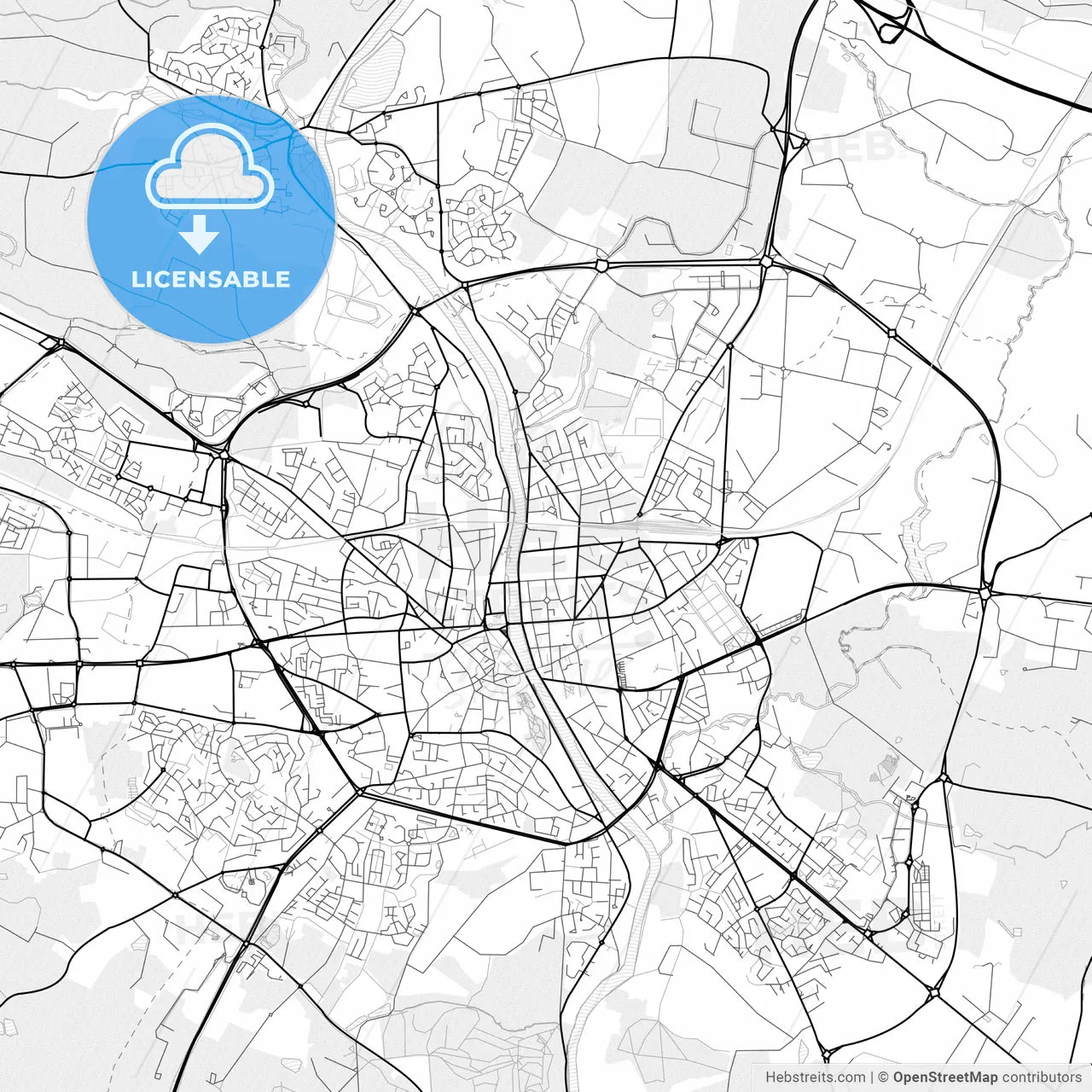 Vector PDF map of Laval, France