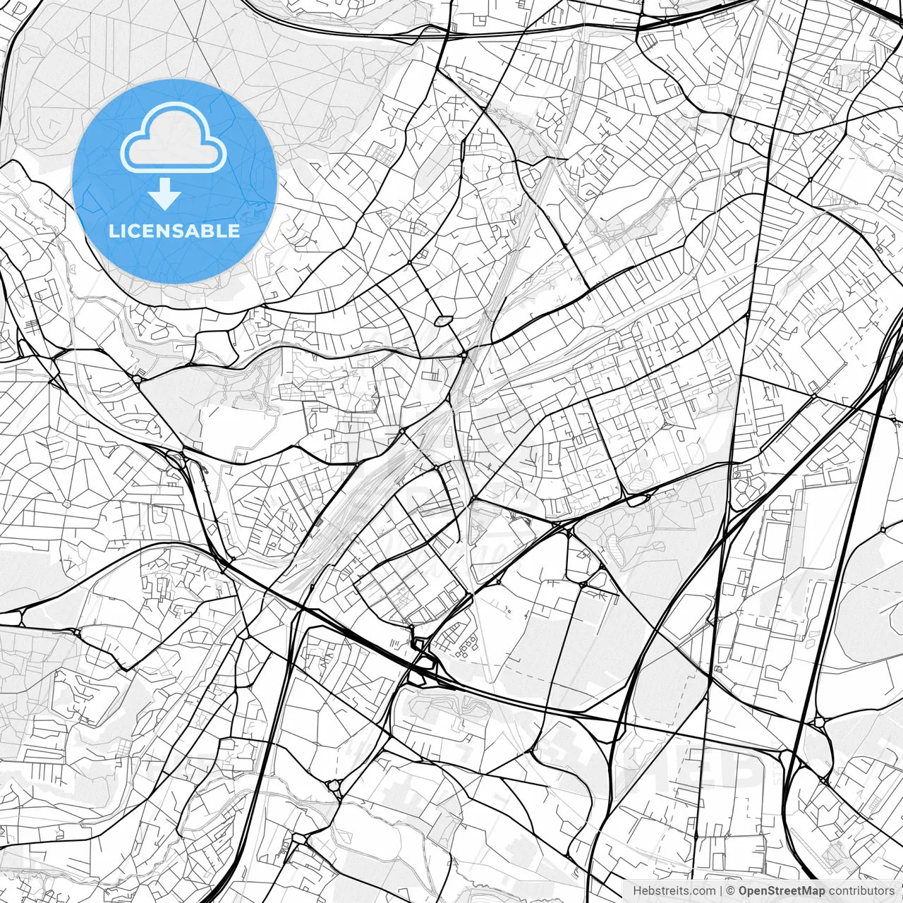 Vector PDF map of Massy, France